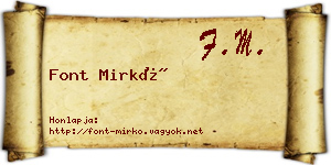 Font Mirkó névjegykártya